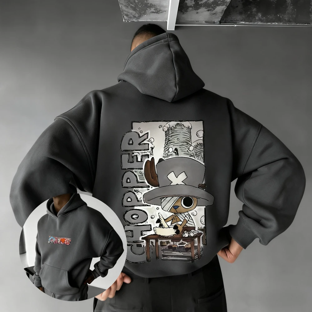 قطعة واحدة المروحية الجرافيك كنزة قطيفة الرجال النساء جديد الخريف الشتاء الشارع الشهير المتضخم عادية أنيمي طباعة مقنعين البلوز