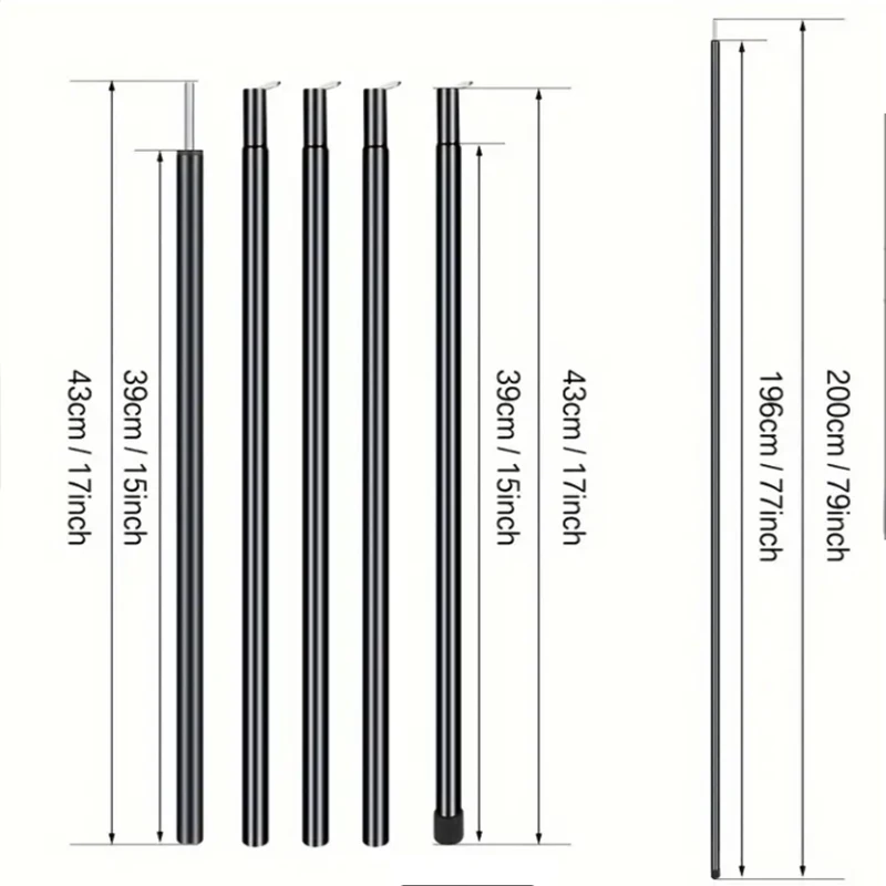 A set of 2 tent waterproof poles, universal telescopic adjustable aluminum camping sunshade poles, top tent accessories