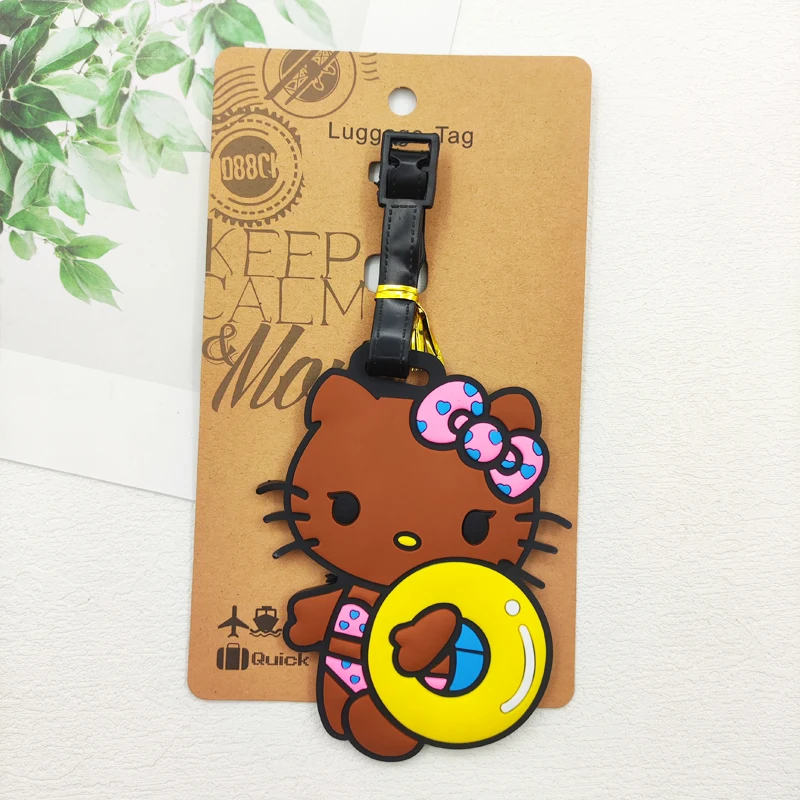 سانريو الأمتعة التسمية الفتيات السفر الأمتعة العلامة مرحبا كيتي حقيبة معرف عنوان حامل الأمتعة الصعود المحمولة حقيبة تذكرة