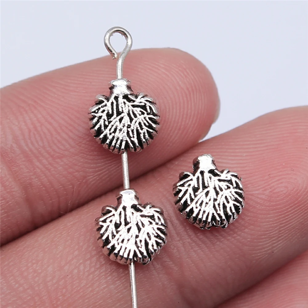 WYSIWYG 20pcs 8x8mm Antique Silver Color Tree Beads For Jewelry Making DIY Jewelry Findings