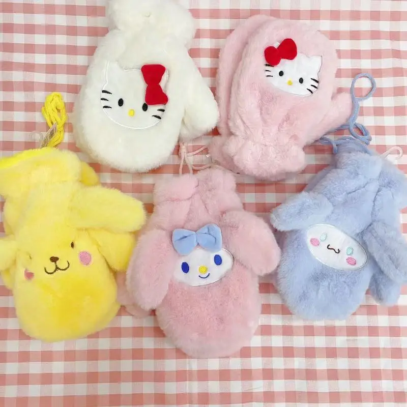 Sanrio Anime Actiefiguur Warme Handschoenen 22Cm Cartoon Cinnamoroll Kawaii Knuffel 8 Inch Pop Cadeau Speelgoed Voor Kinderen Meisje Cadeau