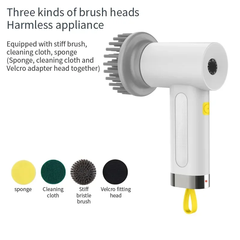 4 in 1 Electric Cleaning Brush Kitchen Cleaning Brush USB Rechargeable Handheld Electric Rotary Scrubber Household Cleaning Tool