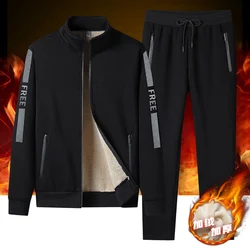 Mens Warm Tracksuit Winter Men Casual Outdoor Sportswear Sets Jacket + Sweatpants 2 Pieces Set Male Sweatsuit Plus Size L-6XL