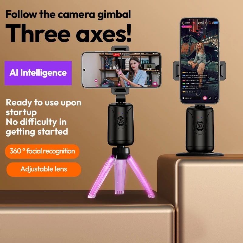 

New Al Intelligentface Tracking Handheld Gimbal &360°Rotation Selfie Stick for iPhone 17 Samsung Xiaomi Record Life Phone Holder