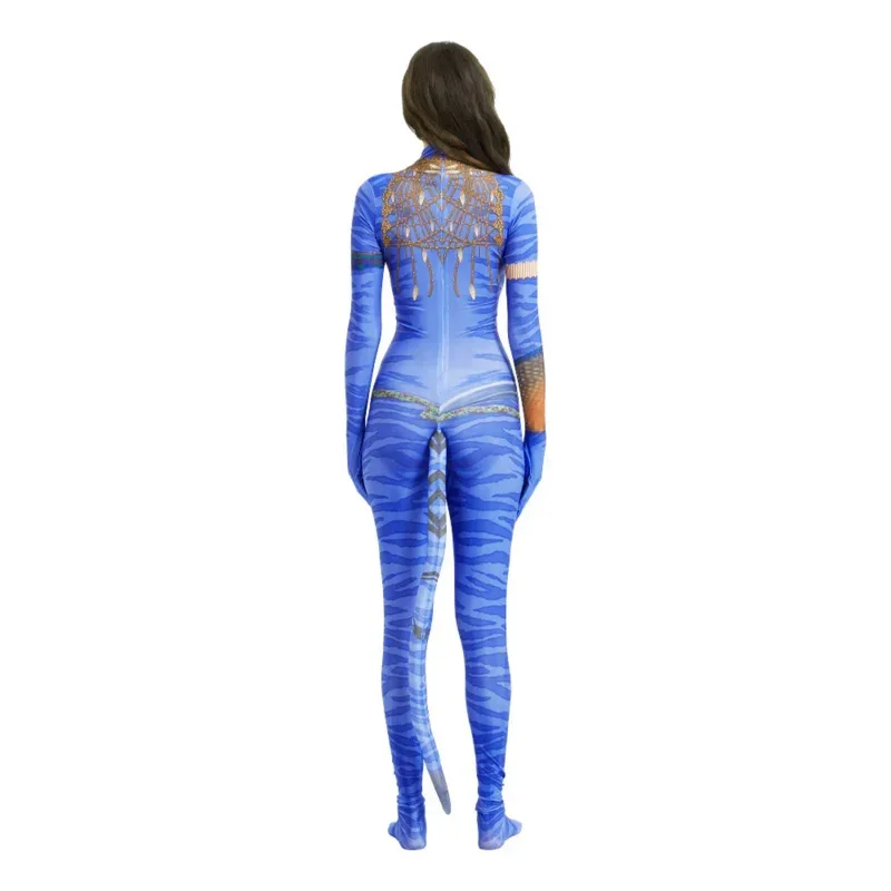 New Design Aar Neytiri Cosplay Jumpsuit Costume Suit Spandex Zentai Bodysuit Halloween Costume Women Girls Clothes