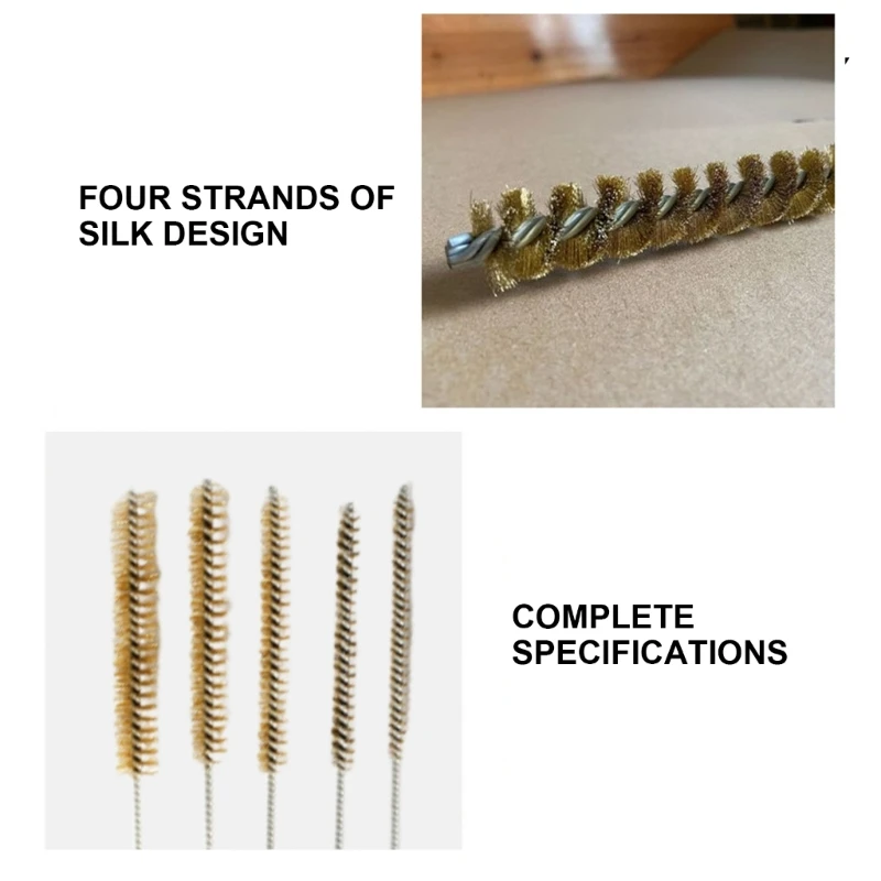 5Piece Brass Wire Pipe Brushes Tube Cleaning Brushes Set for Thorough Cleaning of Tubing and Cylinders 6 15mm