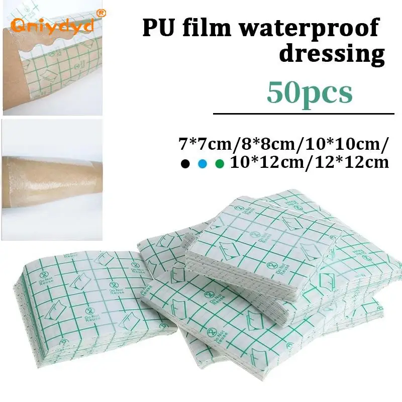 50pcs Waterproof Transparent Adhesive Wound Dressing Fixer Plaster Stretch Fixation Tape