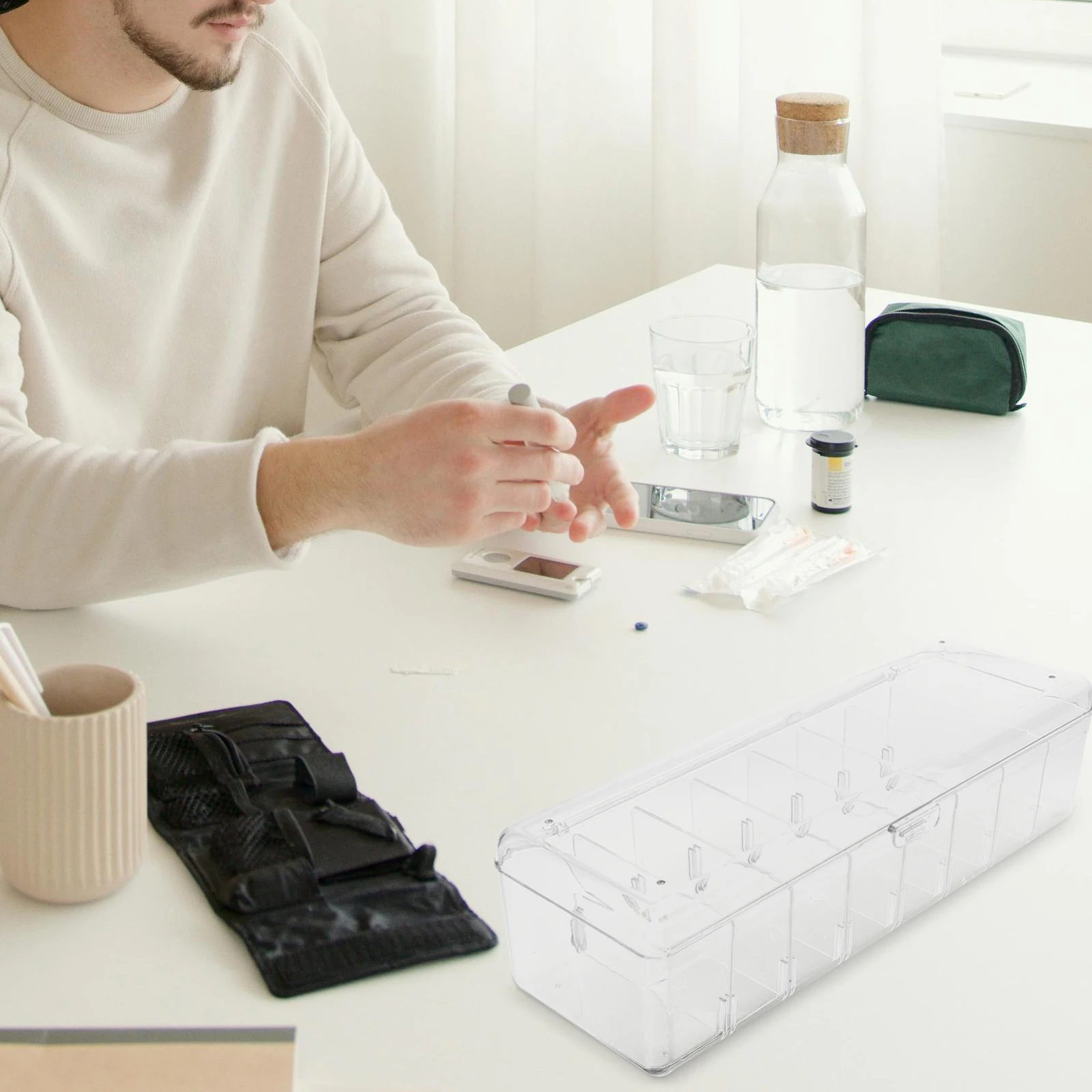

8 Compartments Power Plug Storage Box Transparent Cable Organizer Desk Holder ABS Cord Bin Case USB Charge Data Wire Management