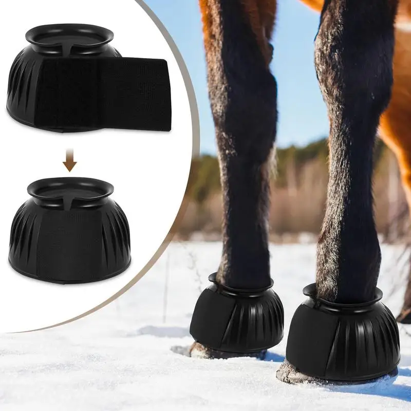 Horse Bell Boots 2pcs Rubber No-Turn Horse Bell Boots Soft Equine Boots Protective Gear Accessories for Training Equipment