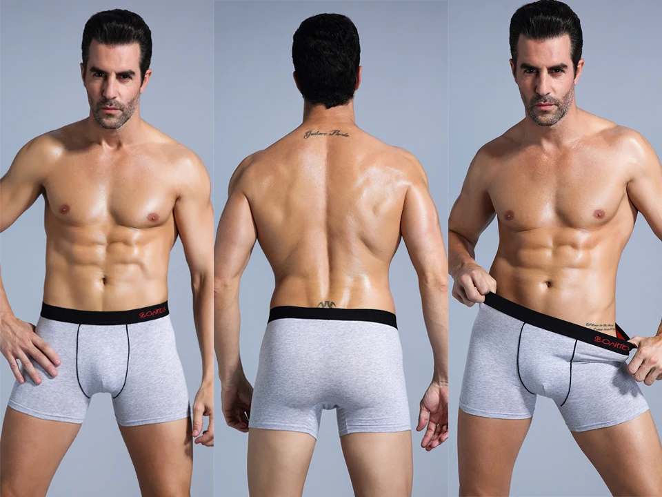 3 Stück weiße Baumwollunterwäsche für Herren, Boxershorts, weiche, sexy Herrenhöschen, mit Buchstabenmuster, elastischem Bund, Boxershorts, Herrenunterhosen, bedruckte Trunks – Detail 10