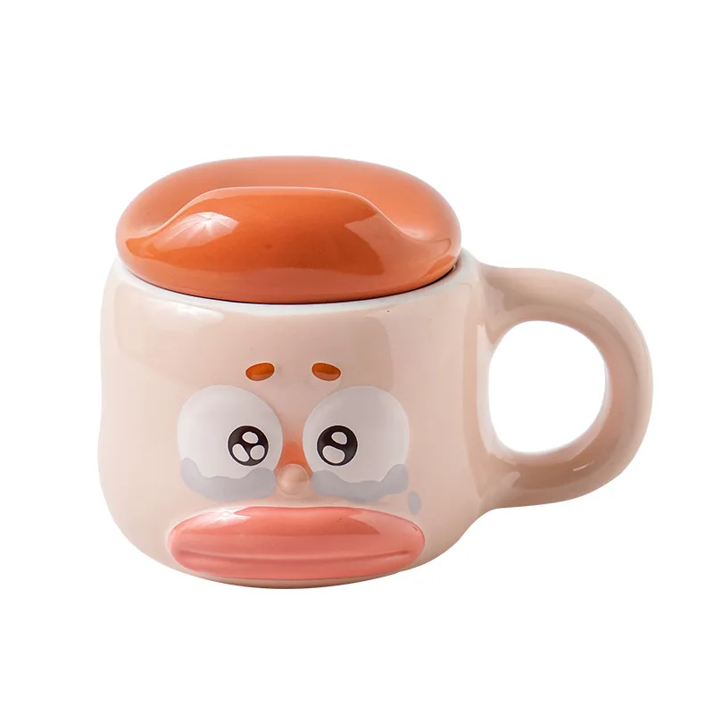 

Creative Cute Funny Big Ceramic Coffee Mug and Saucer Set Student Cartoon Gift Water Cup