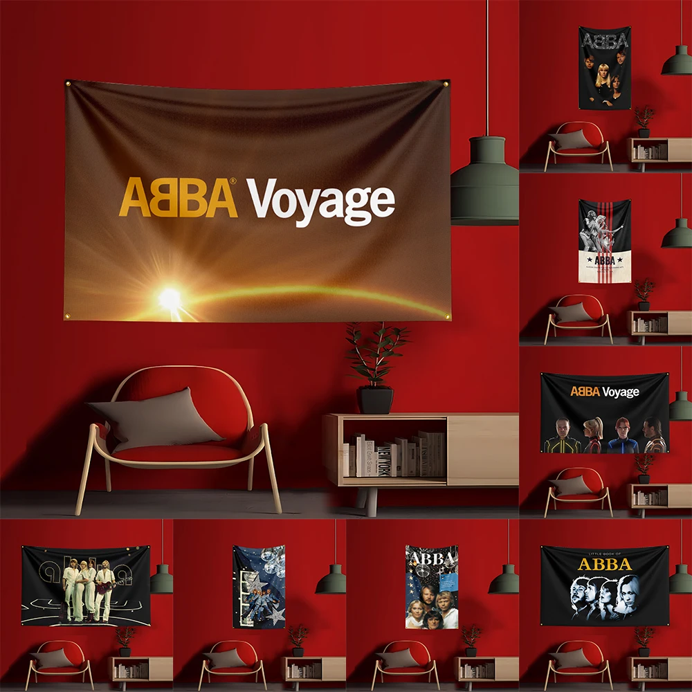 Bandera de concierto de banda ABBA de 3x5 pies, banderas de coches impresas de poliéster, tapiz de pancarta para decoración de habitación, garaje, bandera de concierto