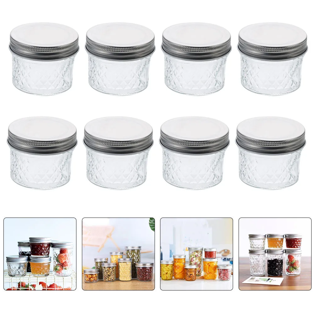 

8Pcs Transparent Sealed Jars Mini Honey Jar Glass Jam Jars Clear Caviar Bottles Reusable Easy to Move and Carry