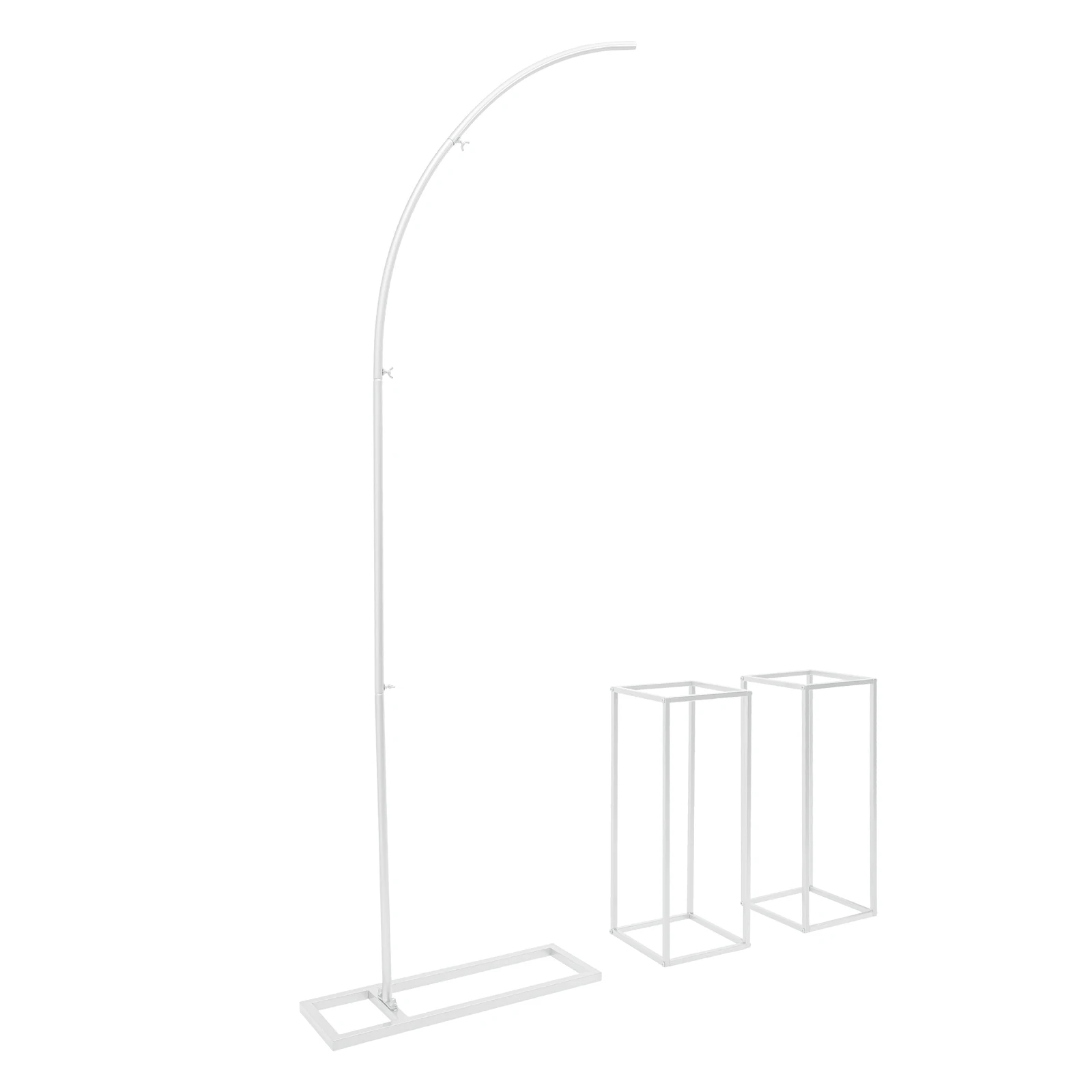 Roadway Wedding Stand Set, 3 Pieces, One Arch Stand & Two Square Stands, Sturdy Steel Tubes, DIY-Friendly, White Finish