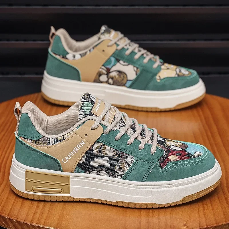 Men\'s Canvas Shoes New Platform Sneakers Trendy Lace-up Bear Skate Shoes Men Street Versatile Casual Shoes Men Tenis Masculino