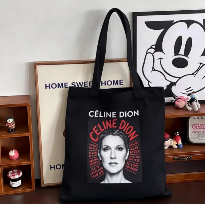 2026 Vintage Black White Portrait Poster Print Canvas Tote Bag Large Capacity Shoulder Shopping Bag Casual Daily Handbag