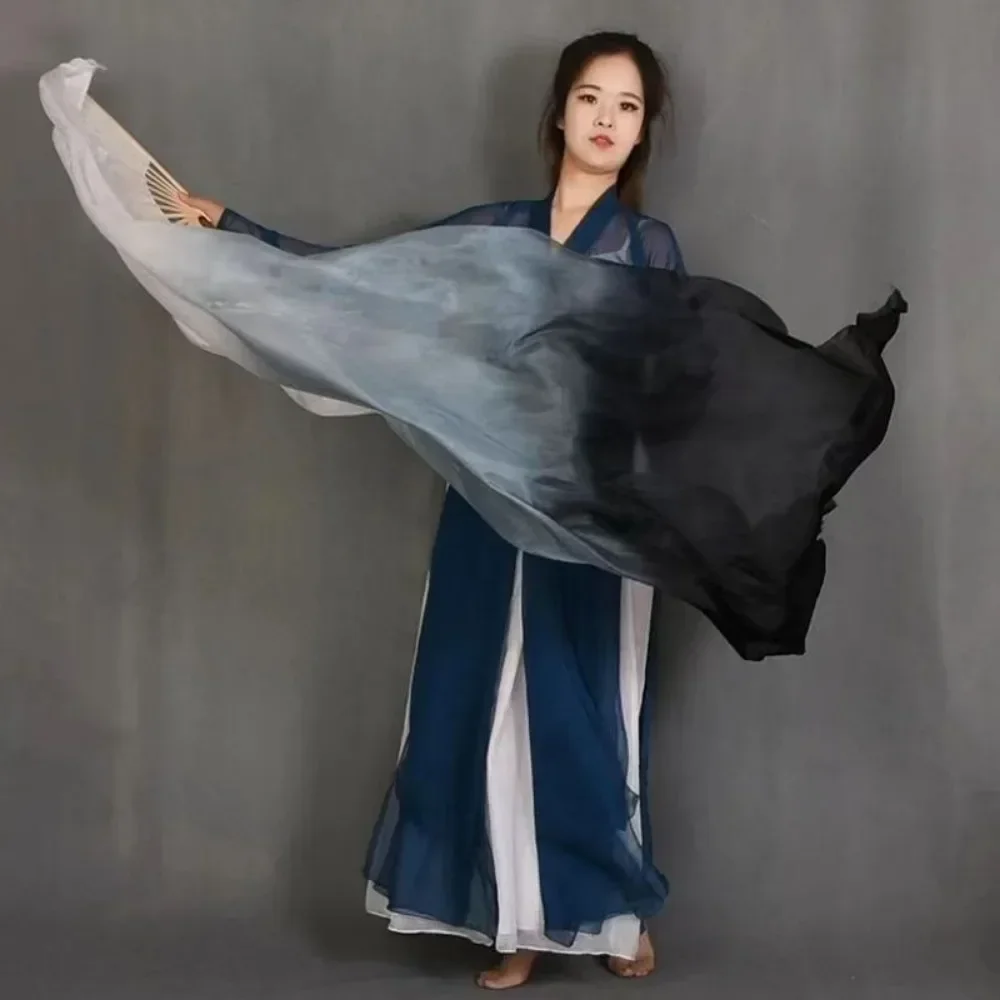 1.5m Belly Dance Long Fan Imitation Rayon Silk Fans for Women, Gradient Color, Adult Dancer Practice Performance Props