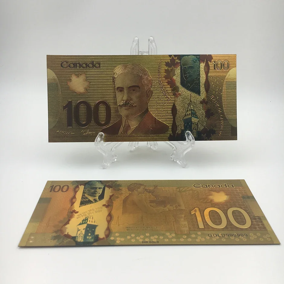 KL 10 قطعة لكل مجموعة عملة Banque Du Canada تذكارية الأوراق النقدية 100 دولار كندي الذهب احباط فاتورة الأوراق النقدية
