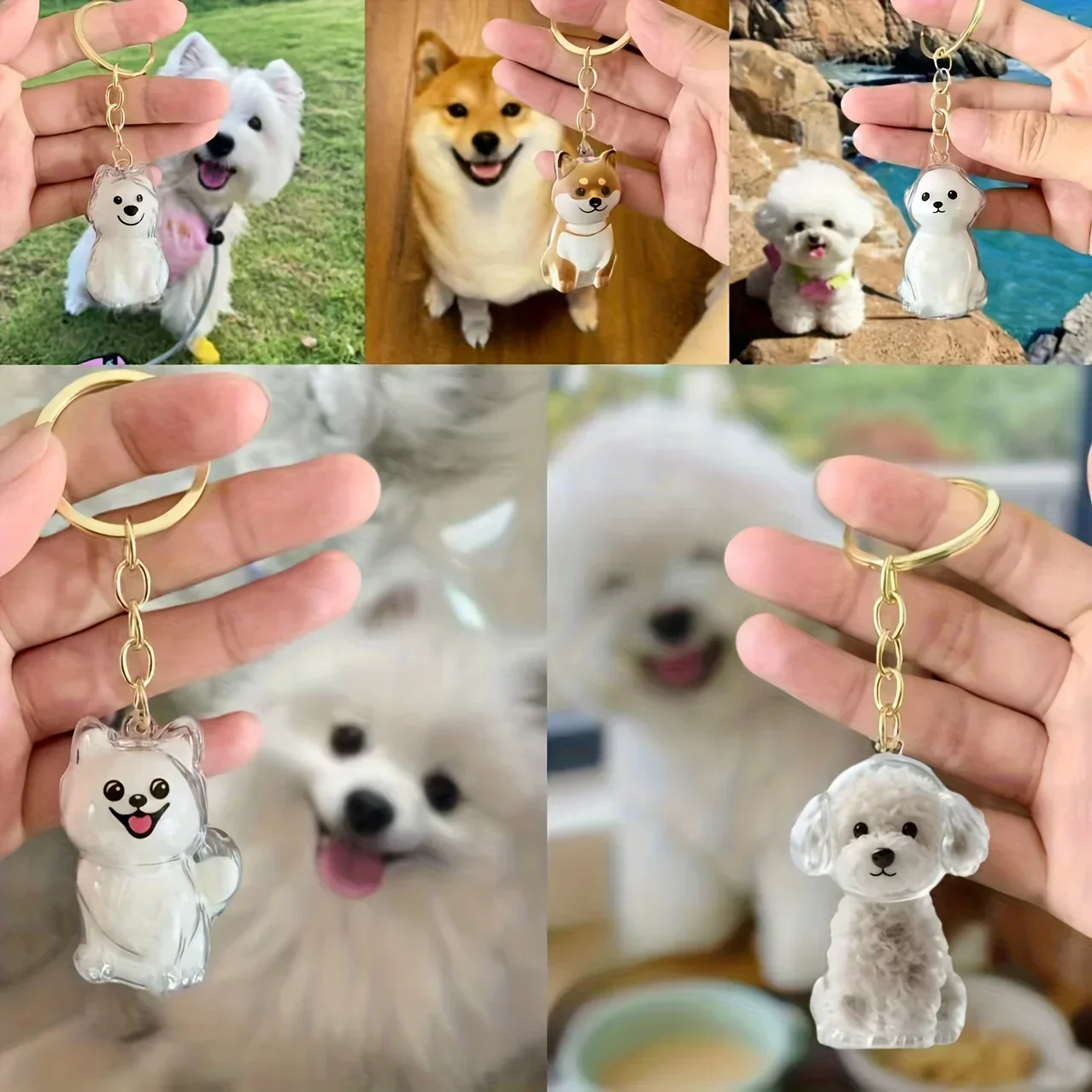 Transparent Dog Hair Storage Container Adorable Pet Keepsake Capsule Pendant With Key Ring for Pet Lovers DIY Memorial Keychain - view 6