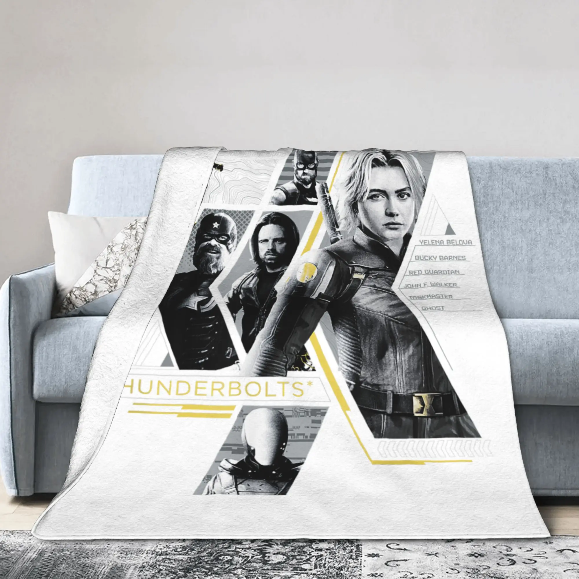 

Thunderbolts Team Mission Roster Blanket Cover Comic Flannel Throw Blanket Bedspread Decoration Soft Breathable Plush Thin Quilt