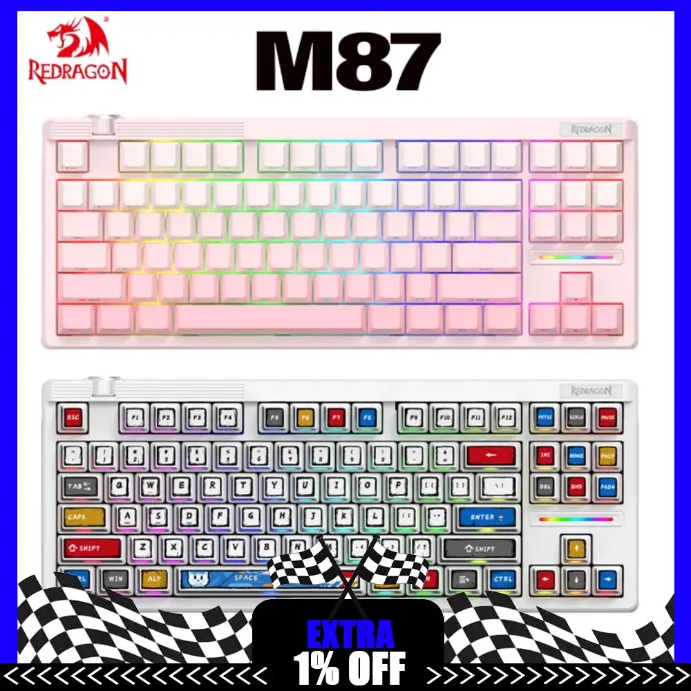 

Механическая клавиатура с магнитным переключателем REDRAGON M87, проводная, 0,01 мм RT, с возможностью горячей замены 87 для E-Sport, 8k, игровая клавиатура с низкой задержкой