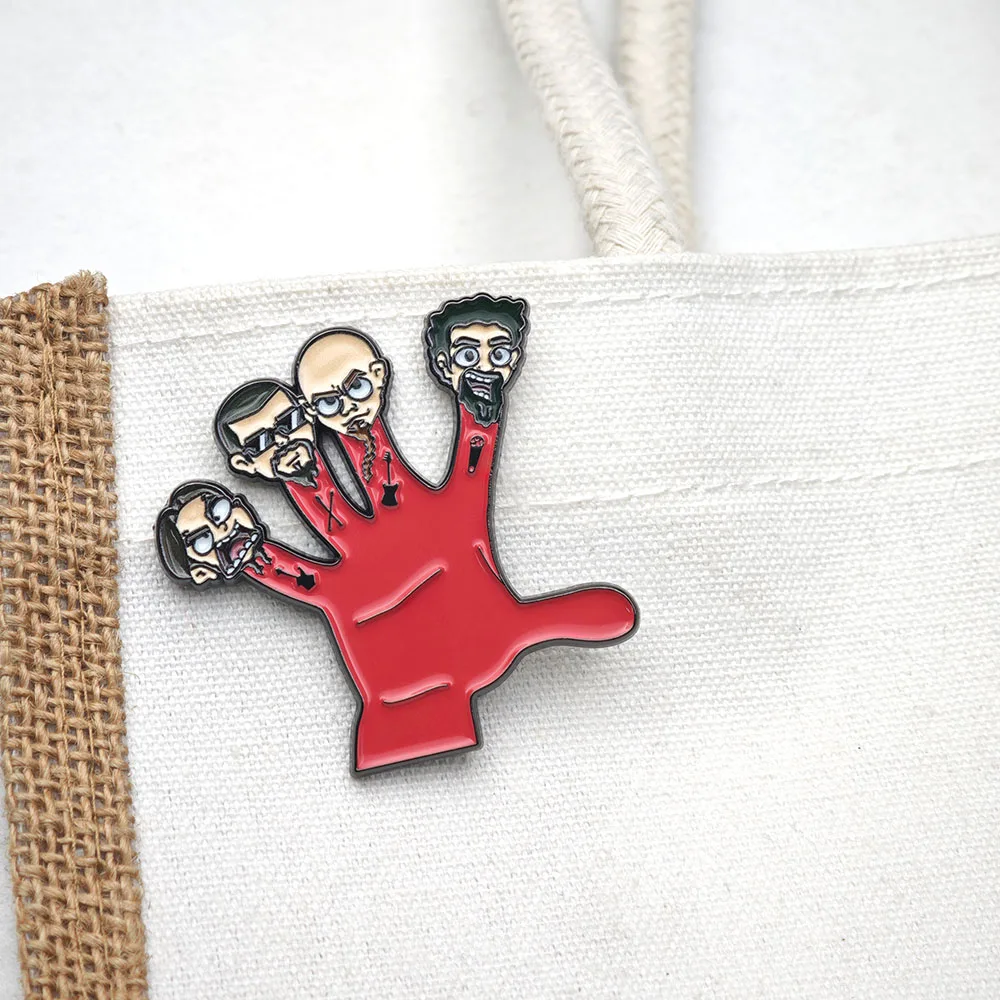 S-System of A D-Down SOAD Metall-Emaille-Anstecknadel Rockband-Logo Brosche Lustiges Rotes Hand-Maskottchen Abzeichen Reversnadeln Musik-Fan-Geschenk Schmuck – Detail 5