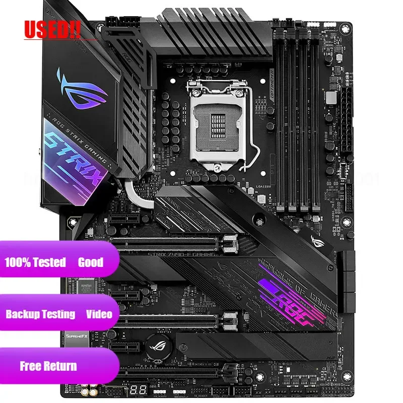 LGA 1200 Intel Z490 carte mère ASUS ROG STRIX Z490-E GAMING DDR4 128GB M.2 PCI-E 3.0 USB3.2 ATX pour processeur Intel 10th Gen