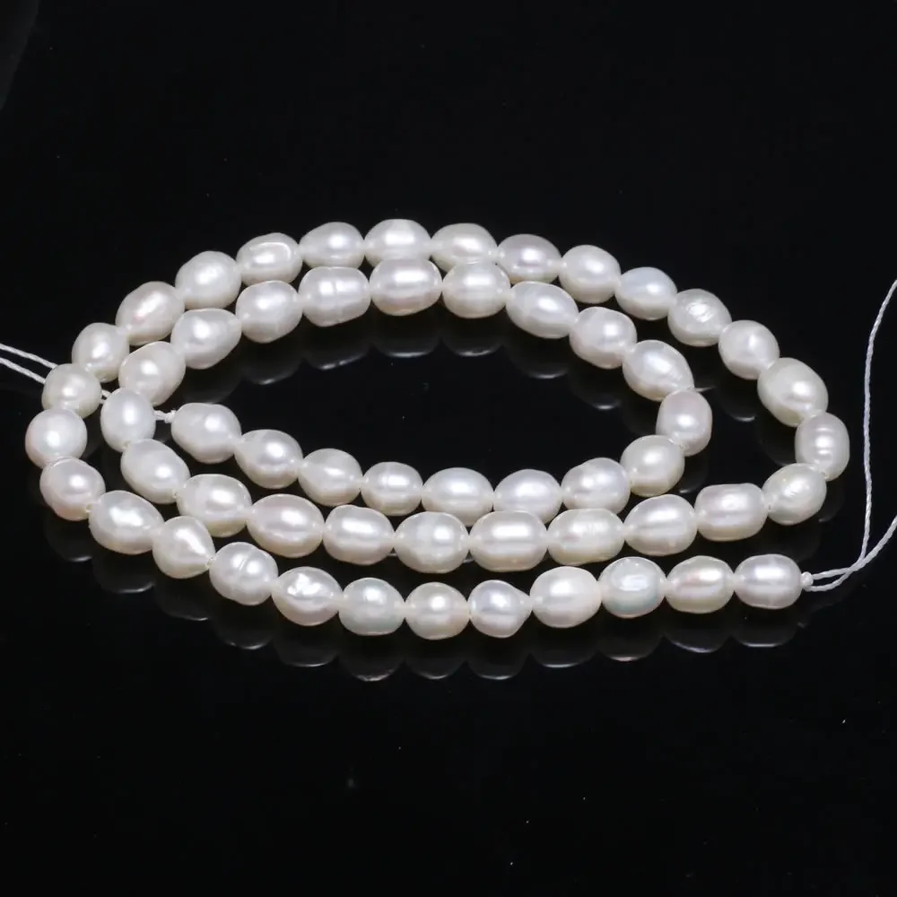 AAA White Pearl Beads Natural Freshwater Pearls for Necklace Bracelet Jewelry Making DIY Accessories Gift Size 6-7mm