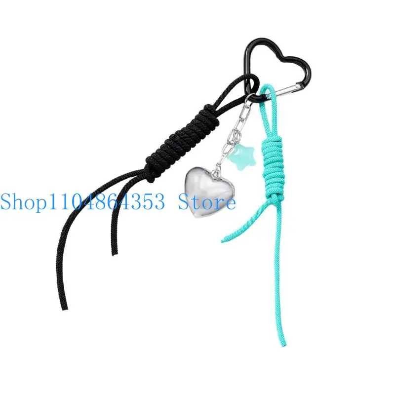 652F 3D Heart and Star Chili Pepper Keychain Attractive Chili Chain with Heart and Star Pendant for Couples or Friend
