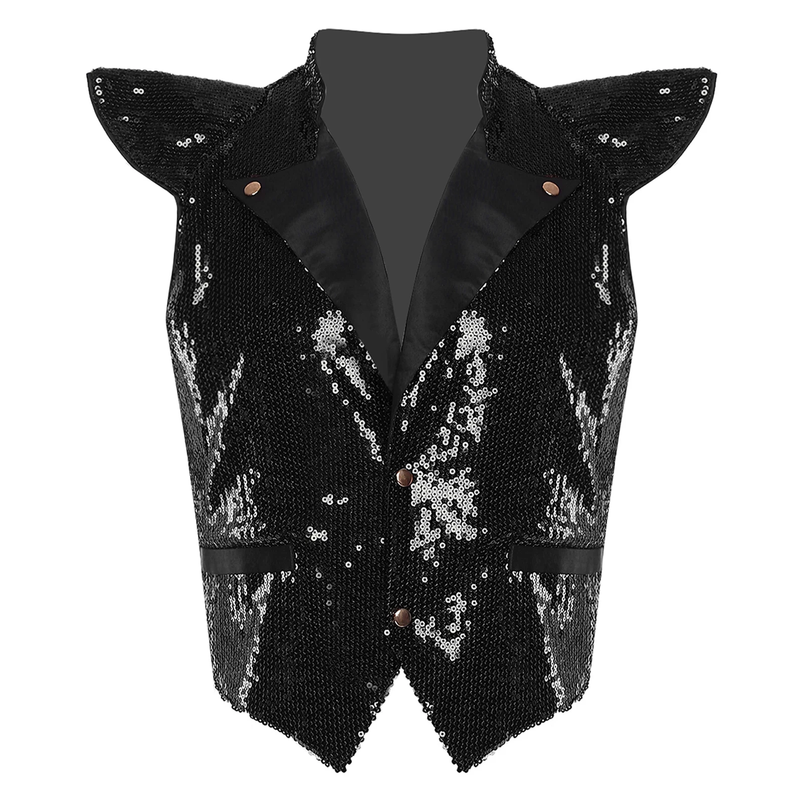 

Sequin Waistcoat Disco Jazz Tango Dance Costume Vest Glitter Button Bling Fully Lined Tank Top Rave Club Party Dancewear for Men
