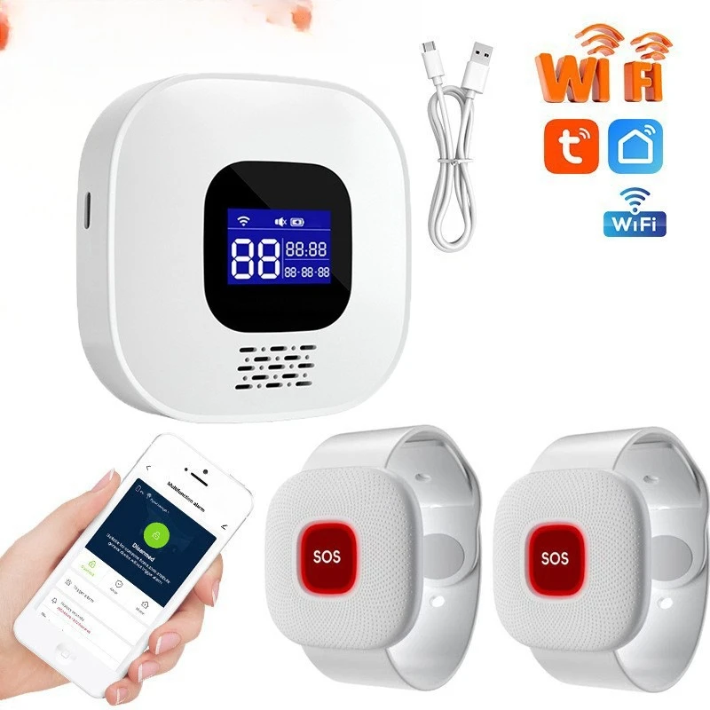 

SOS Emergency Call Button for Elderly, Wireless Senior Alert System for Nursing Home, One-Key Help Alarm with Fall Detection
