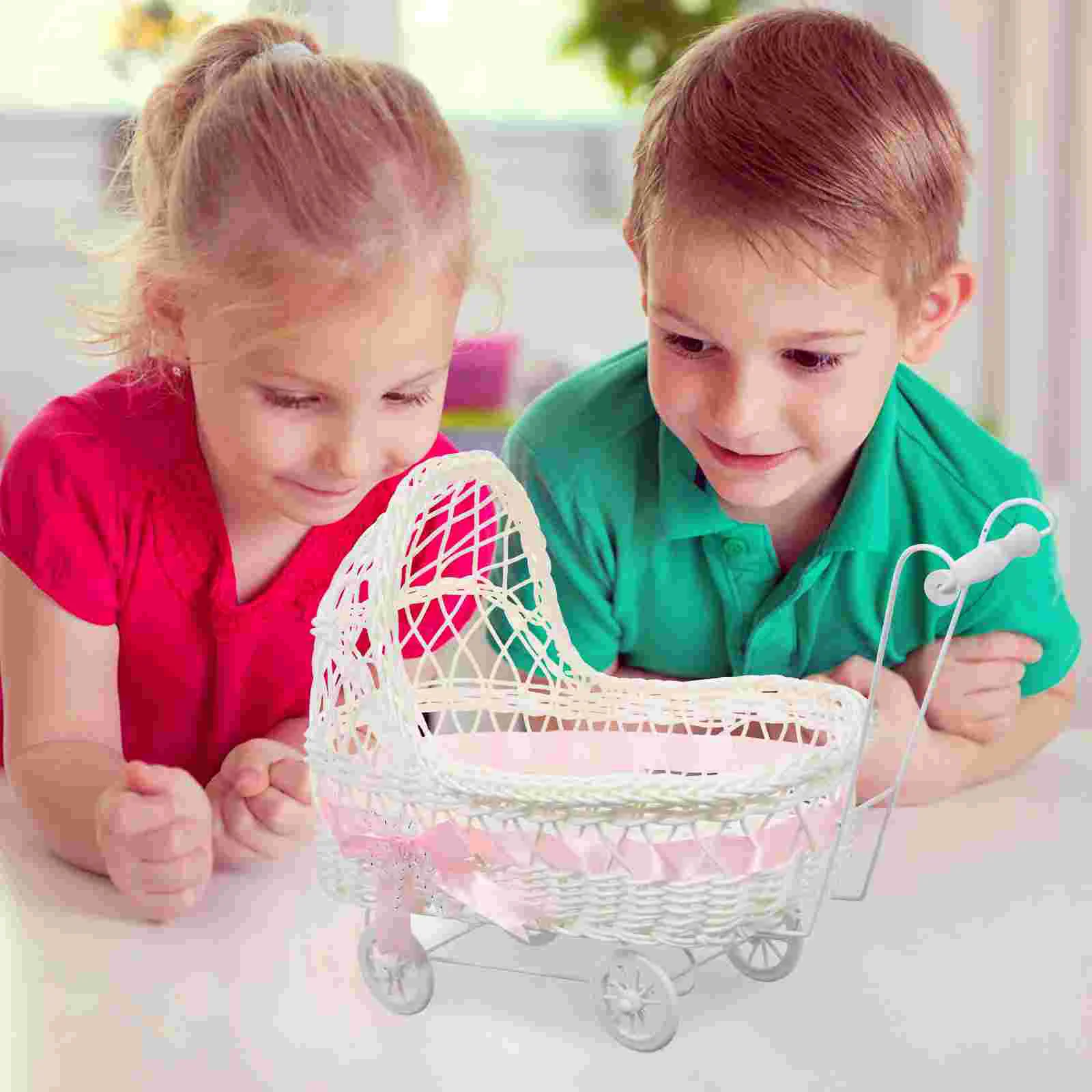 Cesta tejida para carrito de bebé, cestas de almacenamiento multifuncionales para recuerdo de fiesta, decoración de regalo de flores y dulces, Baby Shower