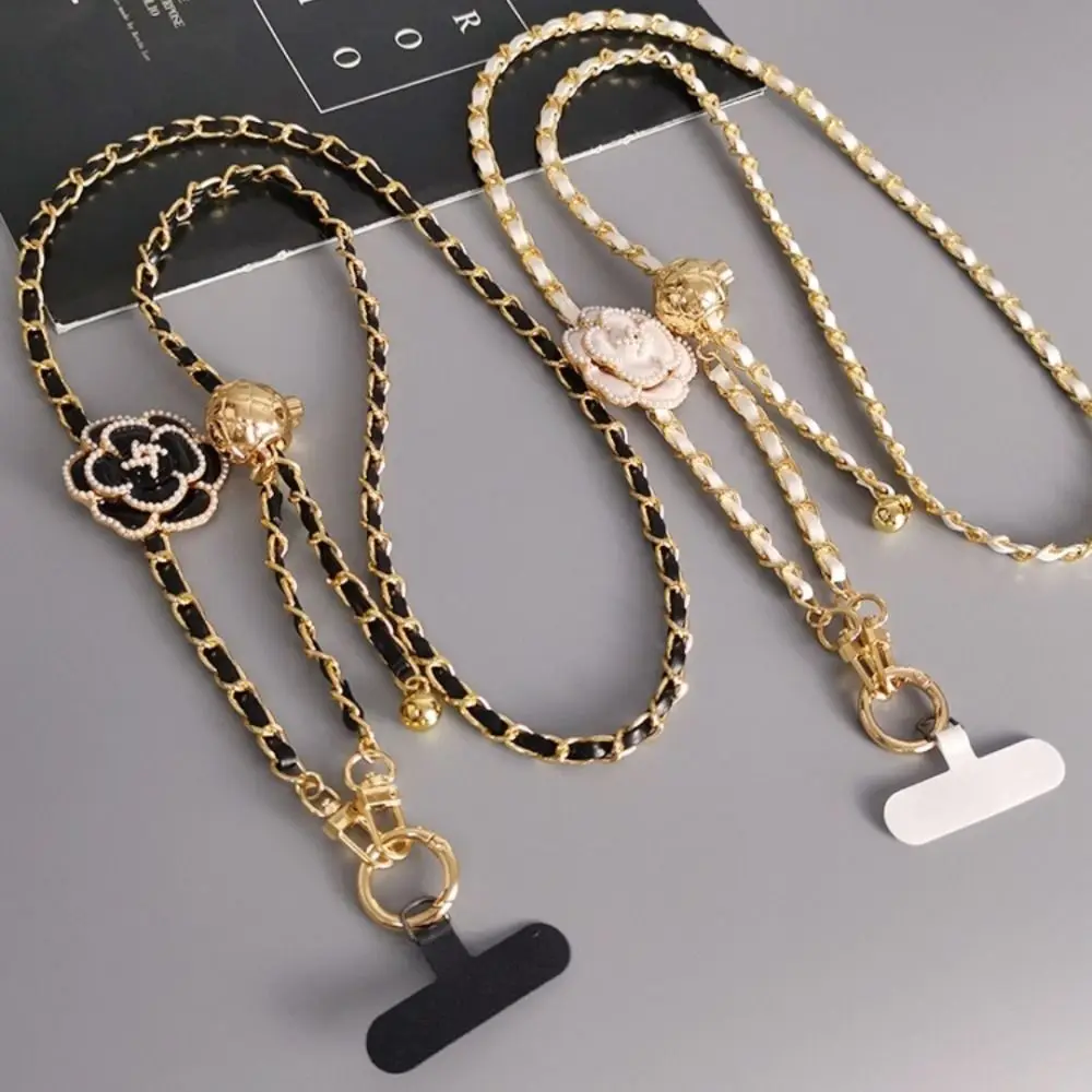 バッグチェーン紛失防止クロスボディ電話チェーン椿斜め電話ケースぶら下げメタルレザー電話ネックストラップバッグペンダント