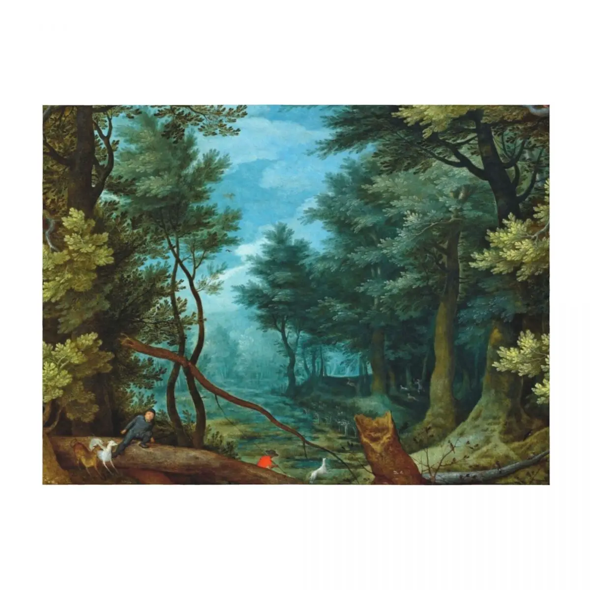 

Jan Brueghel the Elder A forest landscape with hunters giving chase to a stag Throw Blanket Custom For Sofa Thin Blankets