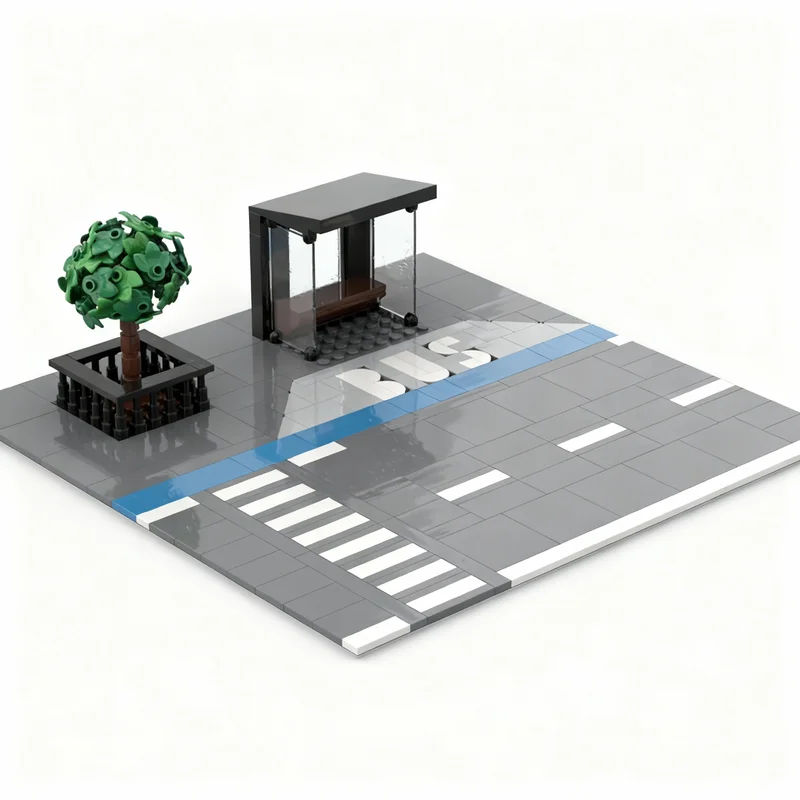 

267PCS MOC Street View Bus Station Model Building Block Architecture DIY Assembly Display Home Decor Gift Collectible Building