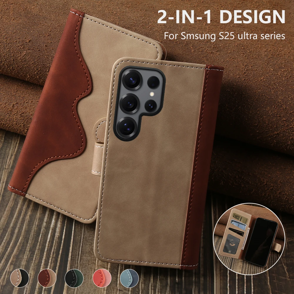 

For Samsung Galaxy S25 Edge S24 Ultra S23 S22 S21 S20 FE Note 20 Plus 10 Lite Leather Case For S25Plus Mountain Pattern Cover