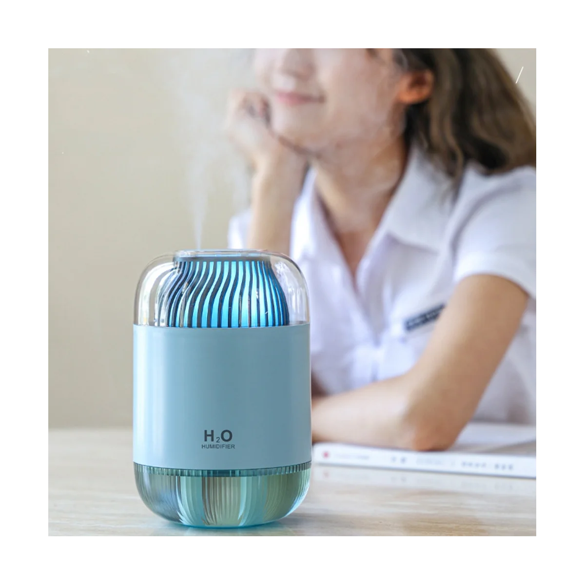 المرطب 1000 مللي قابلة للشحن رذاذ مزدوج مرطبات مع ضوء الليل 4-طرق الهواء المرطب مكتب