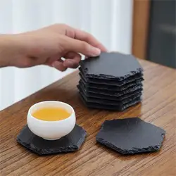 Table Coaster Reusable Slate Stone Drink Coaster Decorative Stable Stone Tea Coaster Heat Resistant Cup Mug Rock Coaster