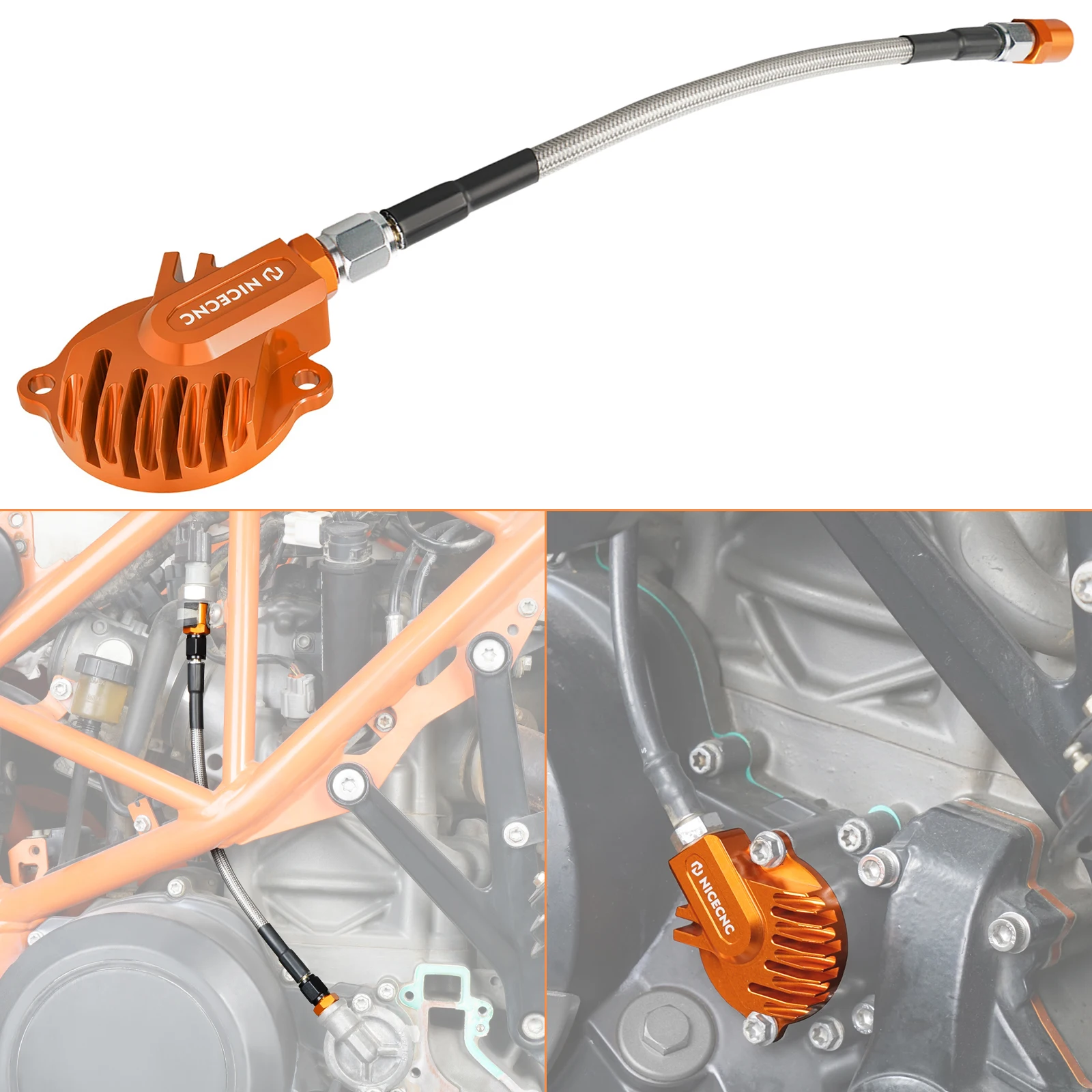 

For KTM 690 Enduro R 690 SMC R Finned Cooling Oil Filter Cap/Oil Pressure Hose for Husqvarna 701 Enduro 701 SM GasGas 700 SM/ES