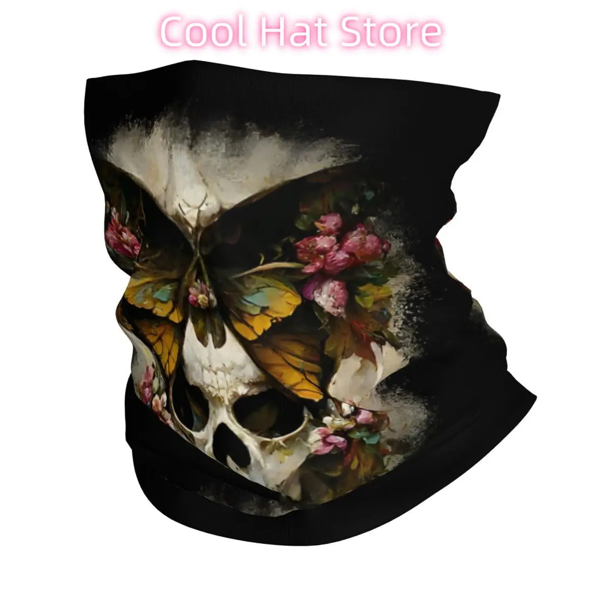 

Бандана с бабочкой и черепом на шею, белый шарф, универсальный головной убор для рыбалки, унисекс, для взрослых, зима