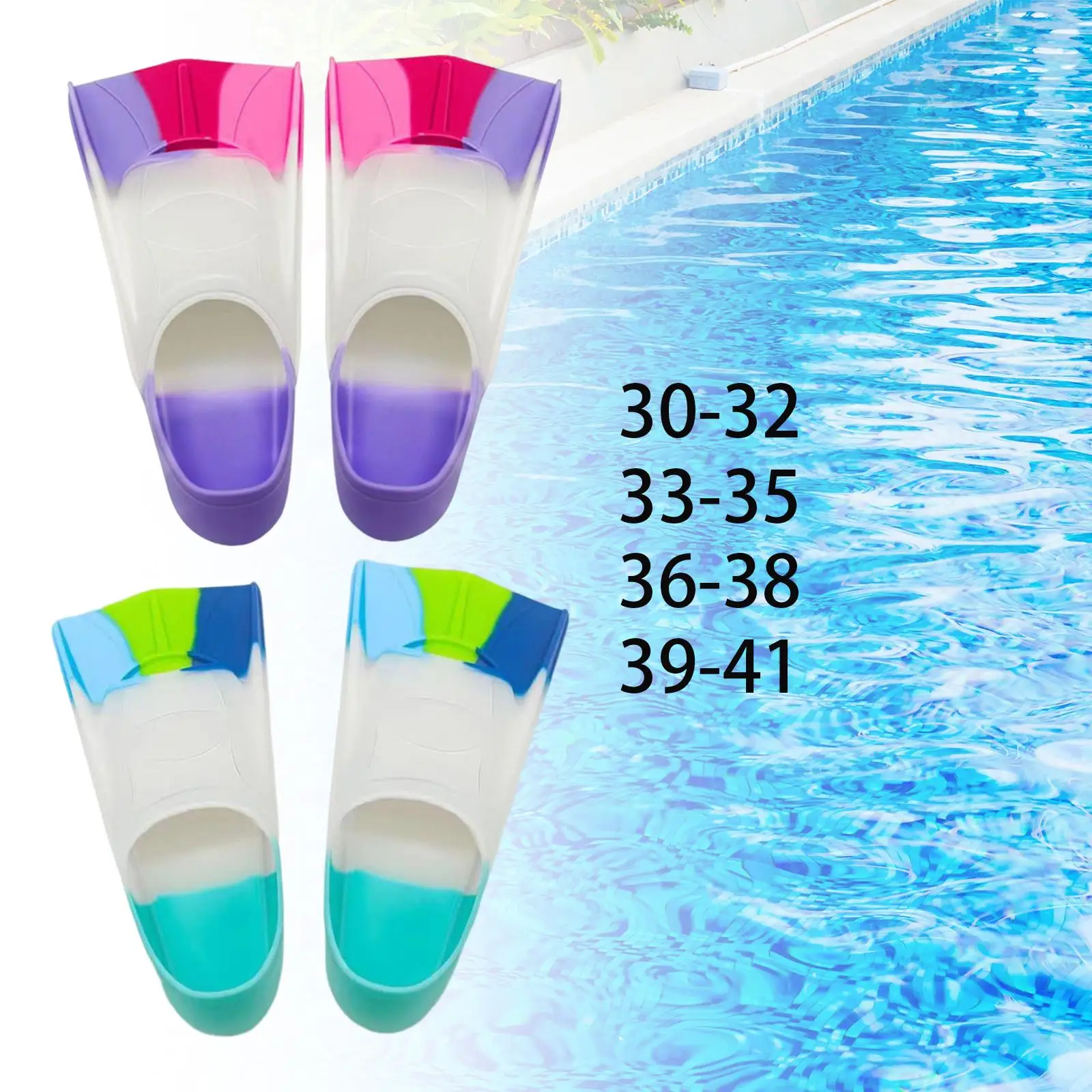 Flexible Kids Swim Fins Short Diving Flippers Silicone Equipment Non Slip for Pool Training Lap Swimming