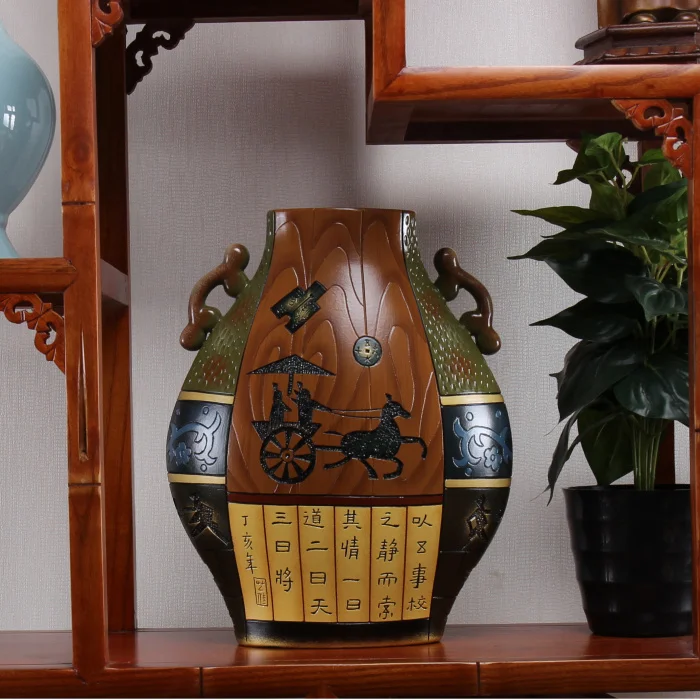 CHINA national present business Military THE ART of WAR # Sun-Tzu # Retro SUNZI Ceramic vase statue+SILK BOOK Collector Edition