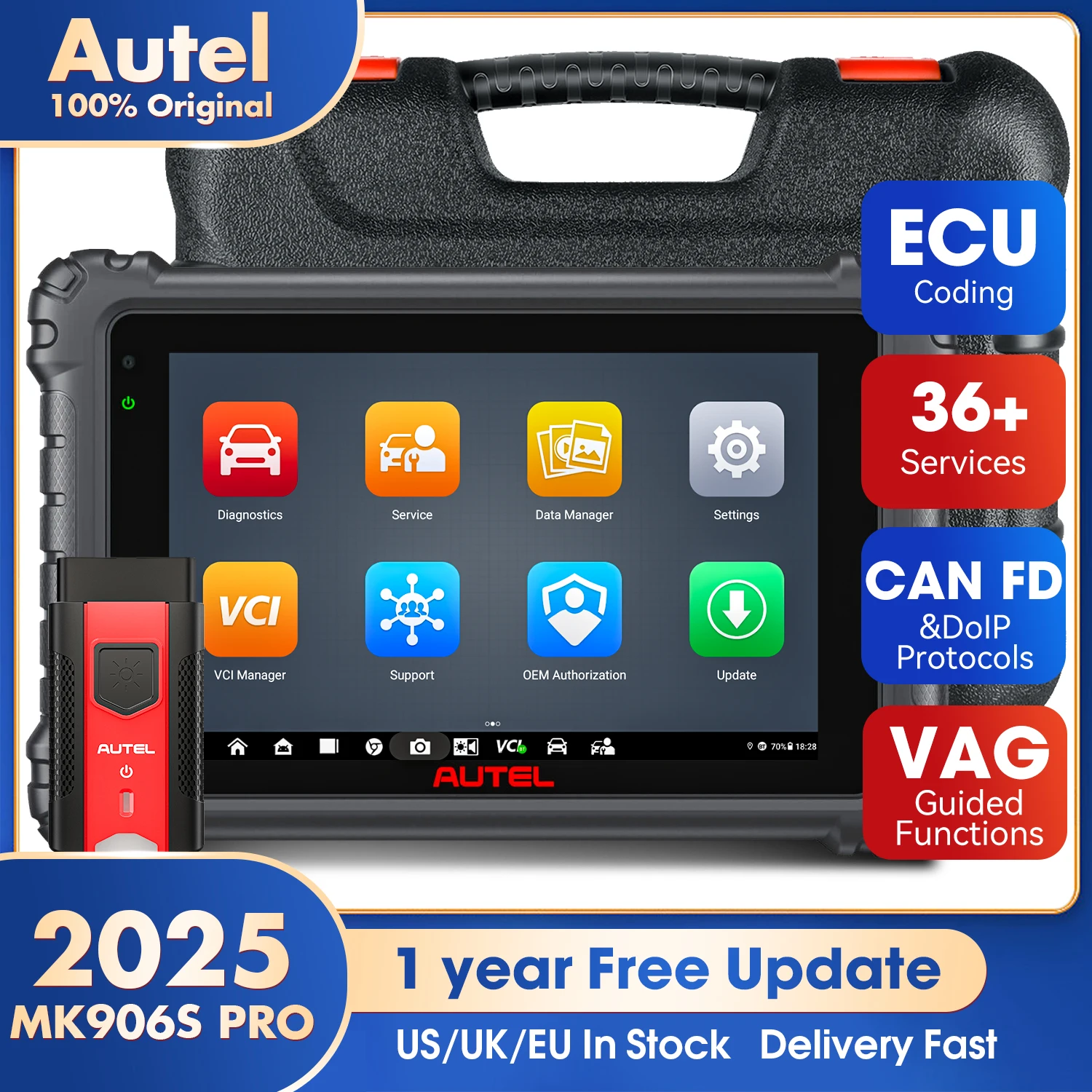 

Autel MaxiCOM MK906S PRO MK906PRO автоматический диагностический сканер диагностический инструмент OBD2 ECU кодирование диагностические инструменты PK MS906BT