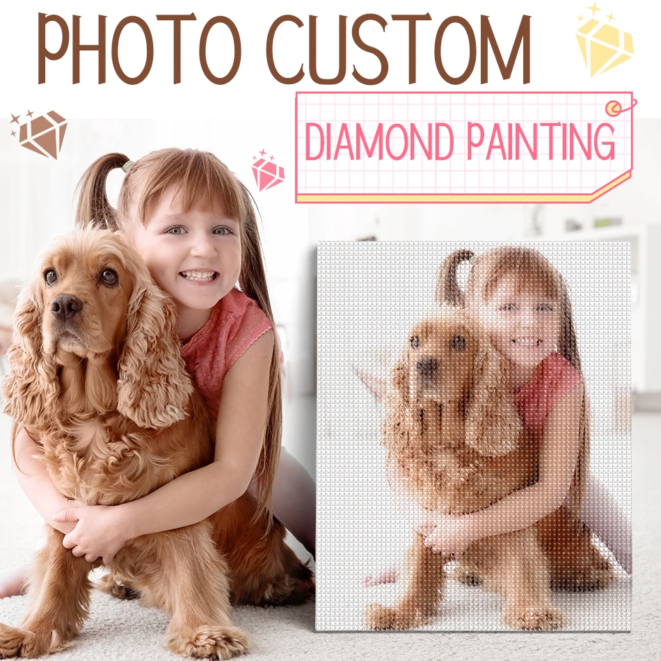 

CHENISTORY Diamond Painting Photo Custom Full Square Diamond Mosaic Own Photo Embroidery Cross Stitch Kit Art Home Decor