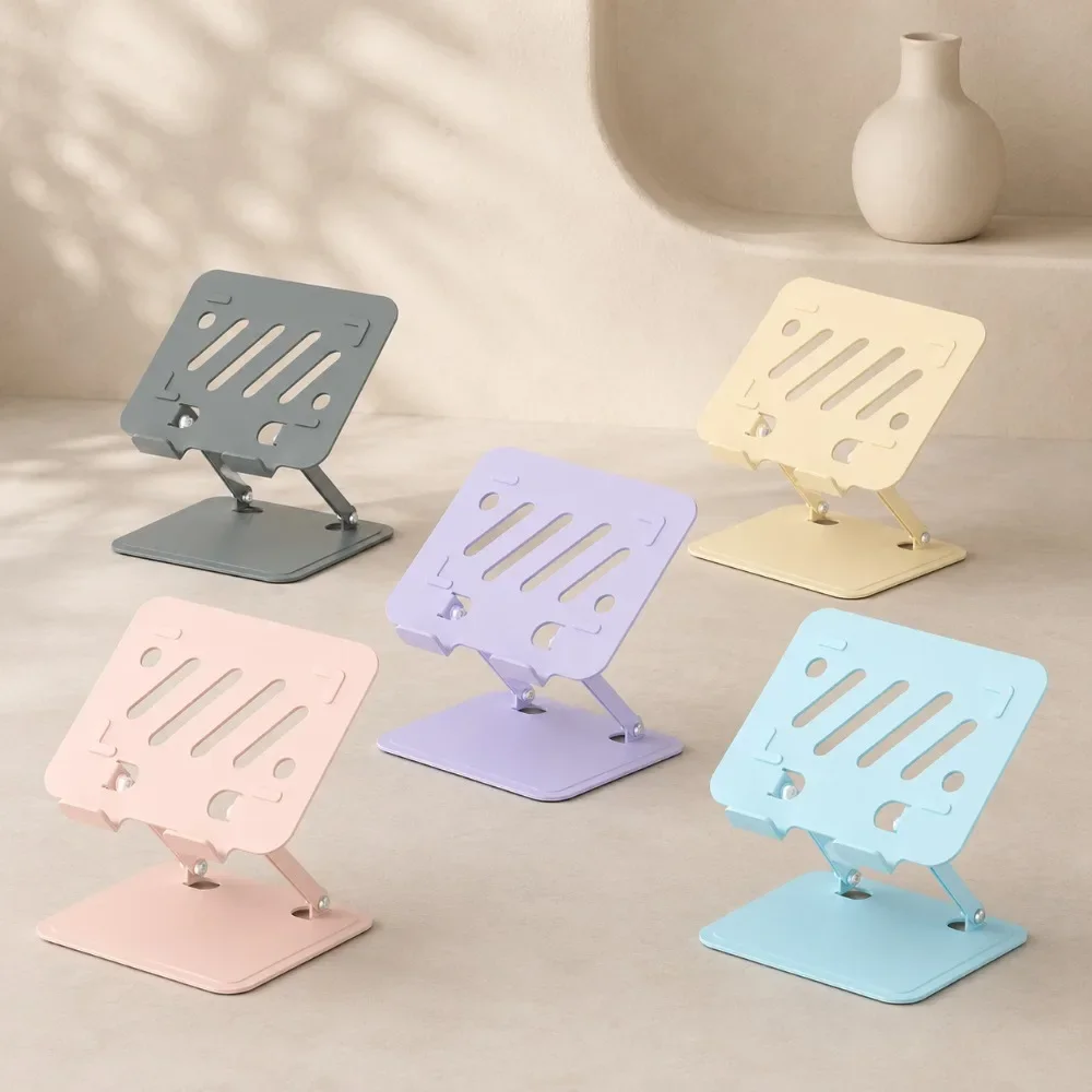 Metal Tablet Stand 360 Rotation Foldable Adjustable Phone Holder Desktop Universal for Live Streaming Desk Home Office