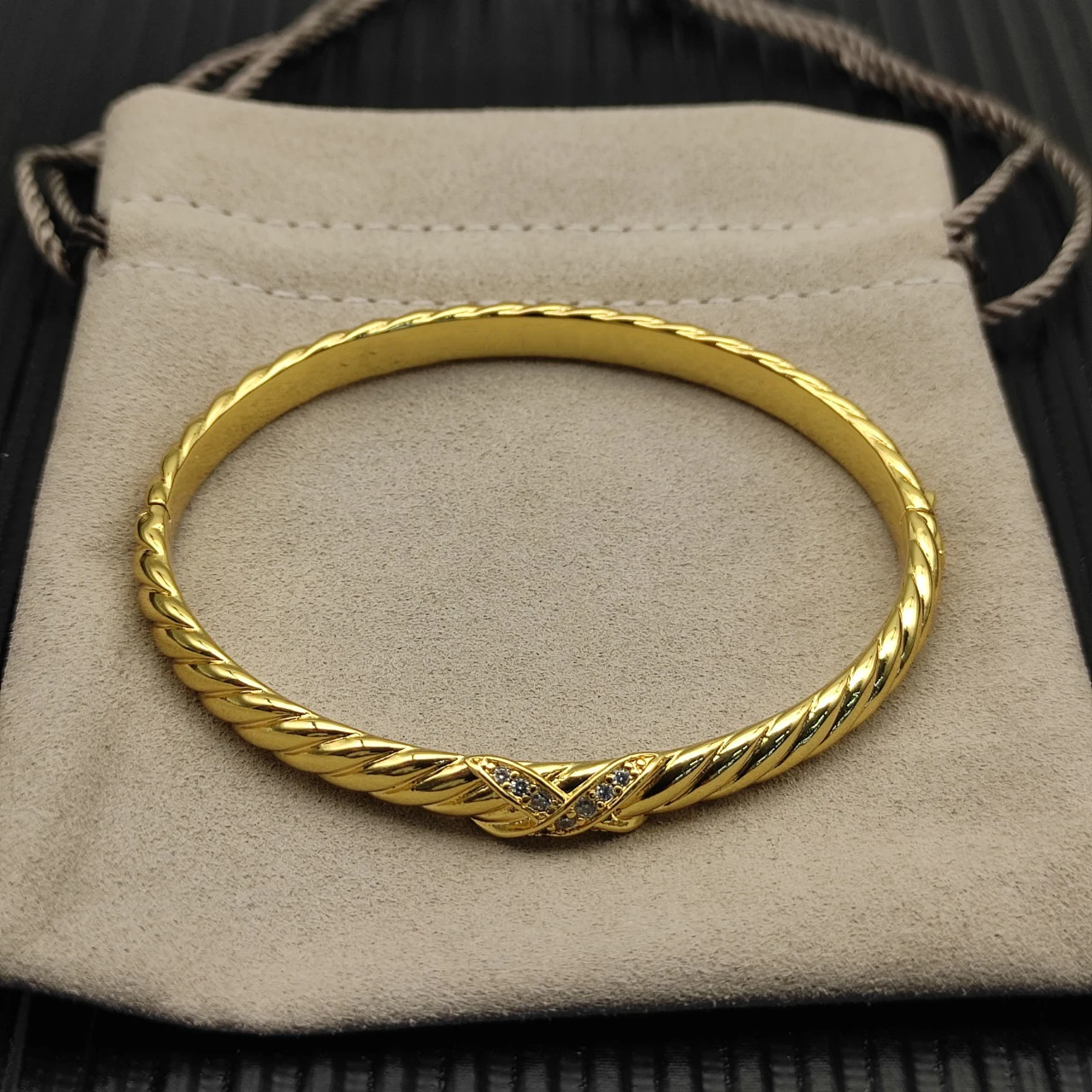 S925 Sterling Silver 6.2mm X Engraved Wave Bracelet Neutral Fashion Personality Classic Trend Retro Luxury Jewelry Party Gift