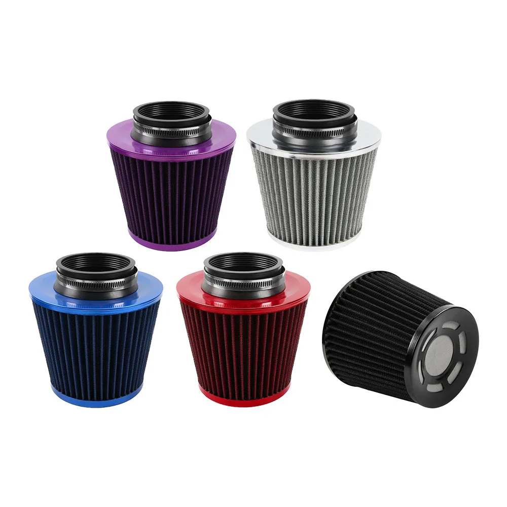 Free Shipping 76MM Stainless Steel Or Iron High Power Flow Cold Air Filter Car Round Cone Air Intake Filter Induction Kit OFI073