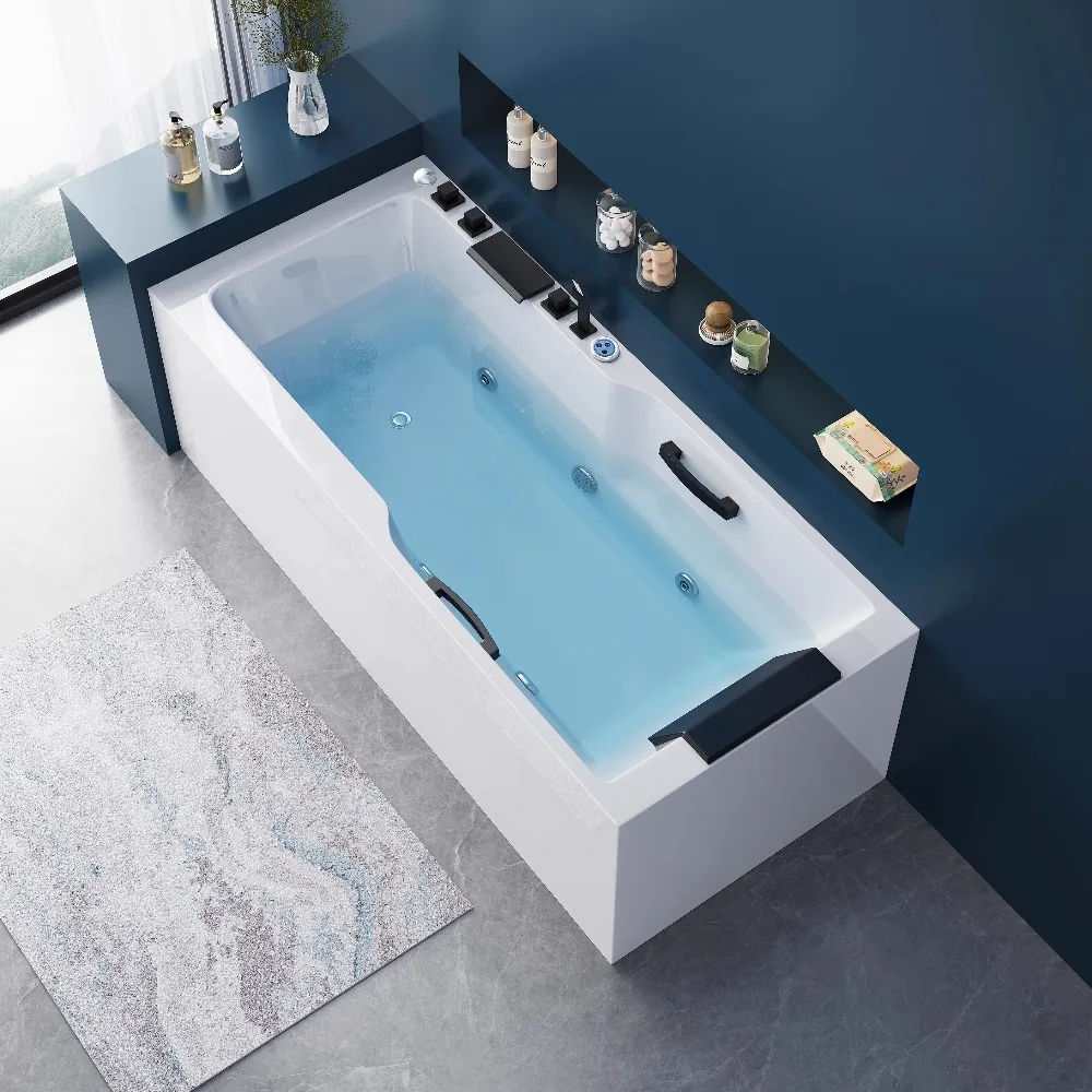 Nueva Bañera de Hidromasaje Acrílica Independiente, Bañera de Spa de Lujo para Casa, Villa, Hotel, B&B, Jacuzzi Moderno con Calefacción para Uso en Interiores