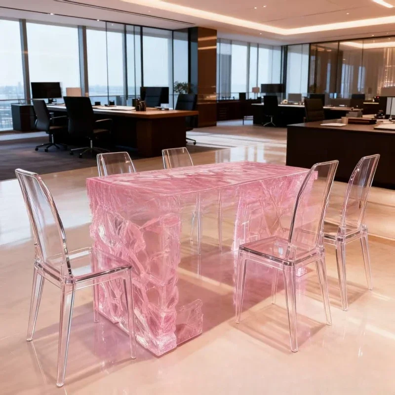 Epoxy resin luminous bar counter company front desk reception desk villa high-end island table home high-end coffee table