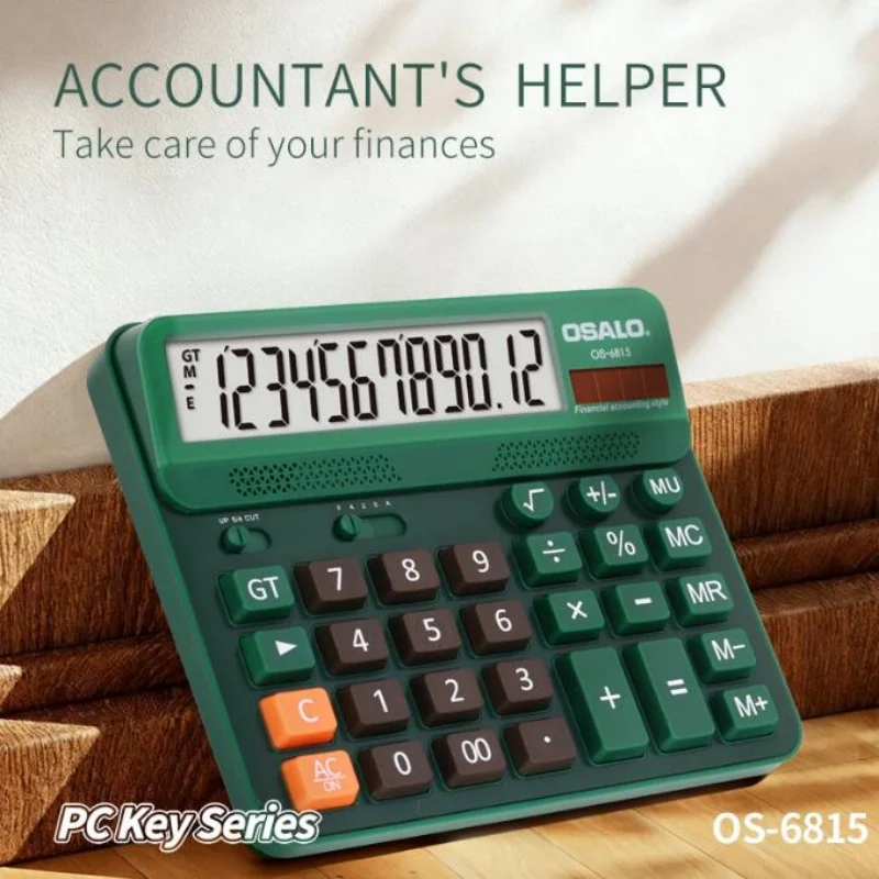 OS-6815 Solar Calculator ABS Plastic for Office Financial Environmental Science Energy Student Function